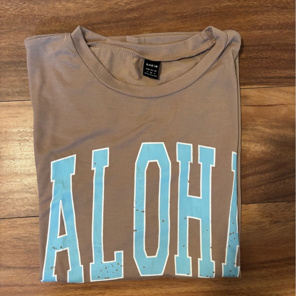 SHEIN Brown Aloha Graphic Tee - Picture 3 of 4